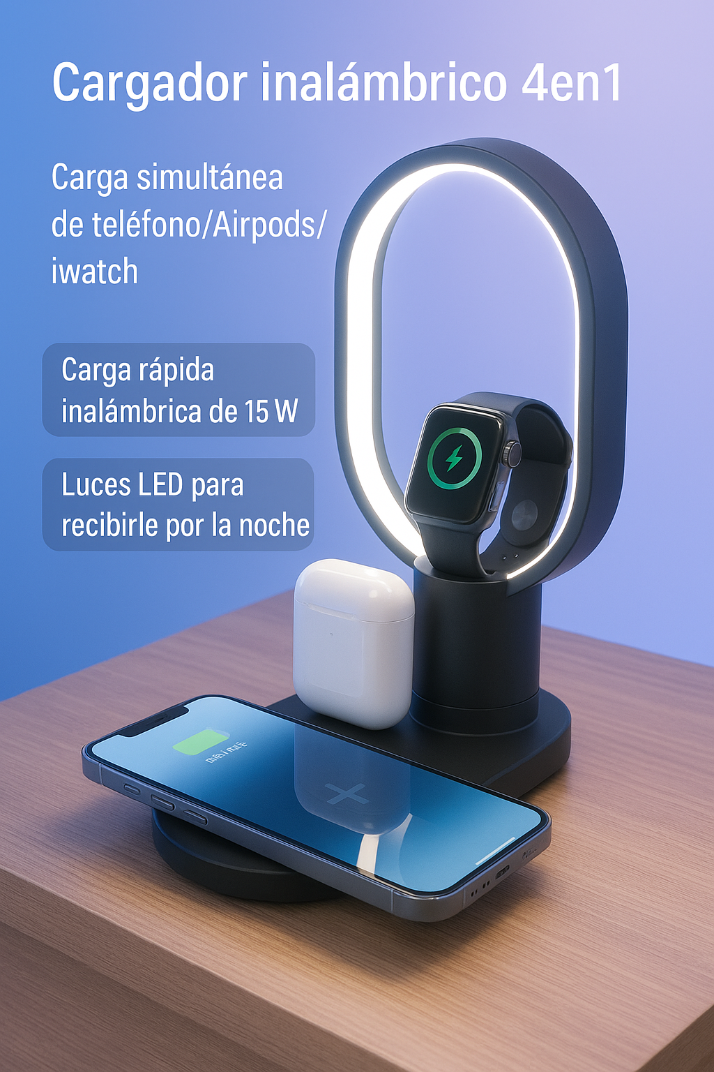 Base de carga inalambrica 4 en 1